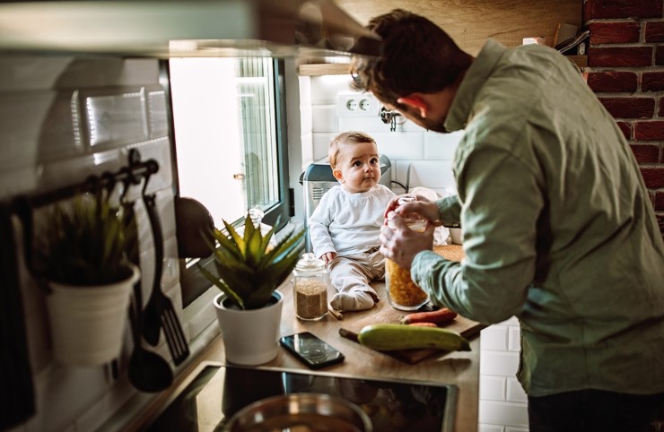 father in kitchen